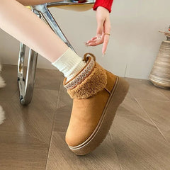Platform Fleece-Lined faux Suede Ankle Snow Boots