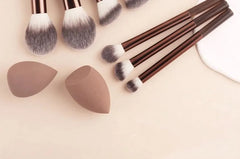 Set of 11: Makeup Brush + Makeup Blender Beauty Sponge + Triangle Powder Puff