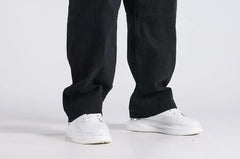 Mid Rise Plain Loose Fit Cargo Pants
