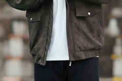 Stand Collar Zip-Up Faux Leather Jacket