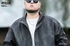 Stand Collar Zip-Up Faux Leather Jacket