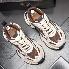 Mesh Panel Lace-Up Platform Sneakers