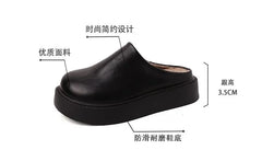 Platform Fleece-Lined Faux Leather Mules