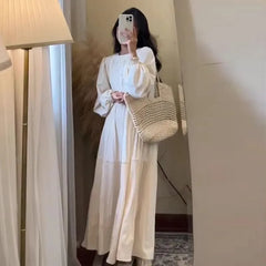 Maternity Long-Sleeve Square Neck Midi A-Line Dress