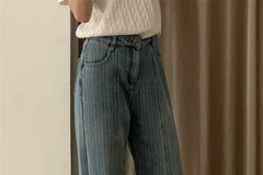 High Rise Fleece-Lined Washed Loose Fit Jeans