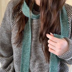 Striped Knit Narrow Scarf