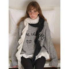 Shirred Knit Narrow Scarf