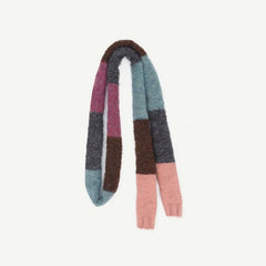 Color Block Knit Narrow Scarf