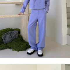 Set: Double Breasted Crop Blazer + Wide Leg Dress Pants