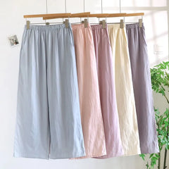 High Waist Plain Pajama Pants