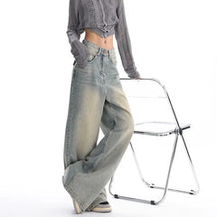 Low Waist Washed Loose-Fit Wide Leg Jeans