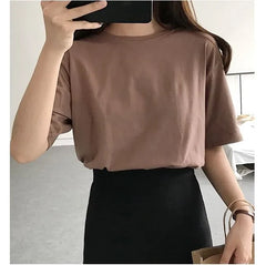 Short-Sleeve Round Neck / V-Neck Plain T-Shirt