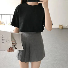 Short-Sleeve Round Neck / V-Neck Plain T-Shirt