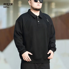 Plus Size Plain Polo Sweatshirt