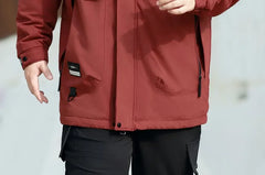 Plus Size Hooded Plain Zip Puffer Jacket