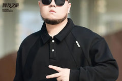 Plus Size Plain Polo Sweatshirt