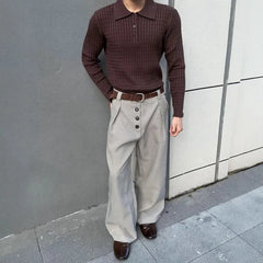Mid Rise Plaid Wide Leg Dress Pants