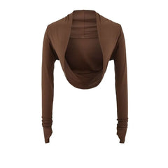 Long-Sleeve Plain Knit Shrug