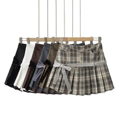 High Waist Plaid Mini Pleated Skirt