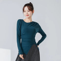 Long-Sleeve Round Neck Plain Dance T-Shirt