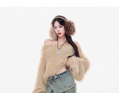 Mid Waist Washed Frayed Skirt Overlay Bell Bottom Jeans