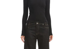 Low Rise Asymmetrical Washed Studded Wide Leg Jeans