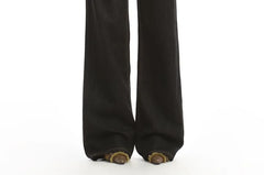 Low Rise Asymmetrical Washed Studded Wide Leg Jeans