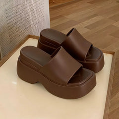 Plain Platform Slide Sandals