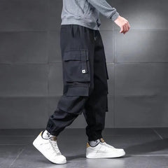 Drawstring Waist Plain Cropped Tapered Cargo Pants