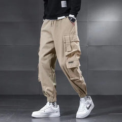 Drawstring Waist Plain Cropped Tapered Cargo Pants