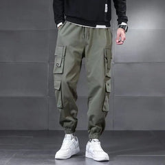 Drawstring Waist Plain Cropped Tapered Cargo Pants