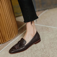 Tassel Faux Leather Loafers