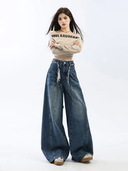 High Waist Washed Baggy Jeans