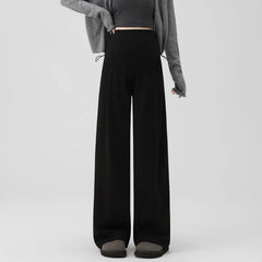 Maternity Drawstring Waist Plain Wide Leg Pants