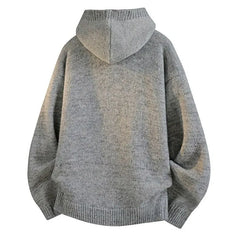 Plain Hooded Button-Up Cardigan