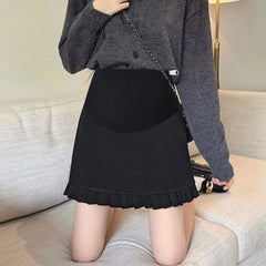 Maternity High Waist Plain Pleated Mini A-Line Skirt