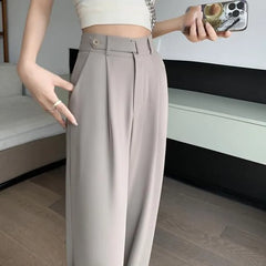 High Rise Plain Wide Leg Suit Pants (Various Designs)