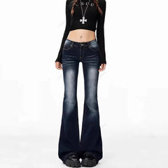Low Waist Washed Slim-Fit Boot-Cut Jeans