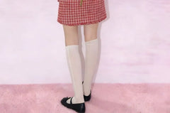 Plaid Fringed Trim Cropped Jacket / High Rise Mini Pencil Skirt