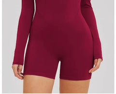 Long Sleeve Square Neck Plain Romper