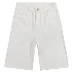 Mid Rise Plain Wide Leg Jorts