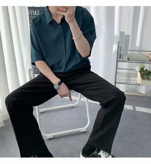 Short-Sleeve Loose Plain Shirt