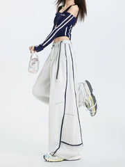 Low Rise Contrast Trim Wide Leg Barrel Jeans (Various Designs)