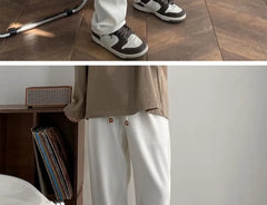 Drawstring-Waist Ribbed Straight-Cut Pants