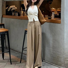 V-Neck Plain Ribbed Knit Tank Top