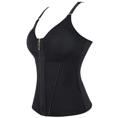 V-Neck Plain Zip-Up Crop Corset Top