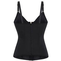 V-Neck Plain Zip-Up Crop Corset Top