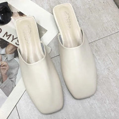Square Toe Faux Leather Mules