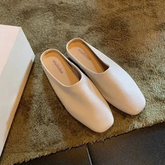 Square Toe Faux Leather Mules