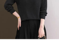 Mock Two-Piece Long-Sleeve Striped Collar Sweater